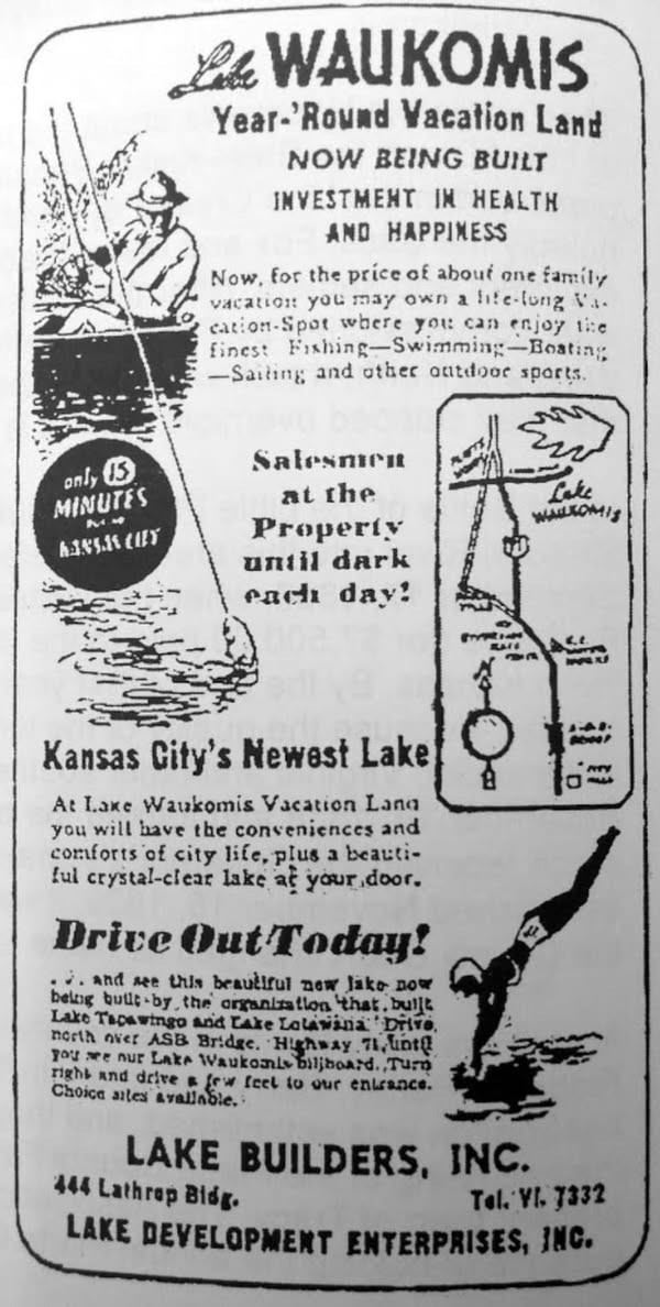 Vintage Lake Waukomis newspaper ad