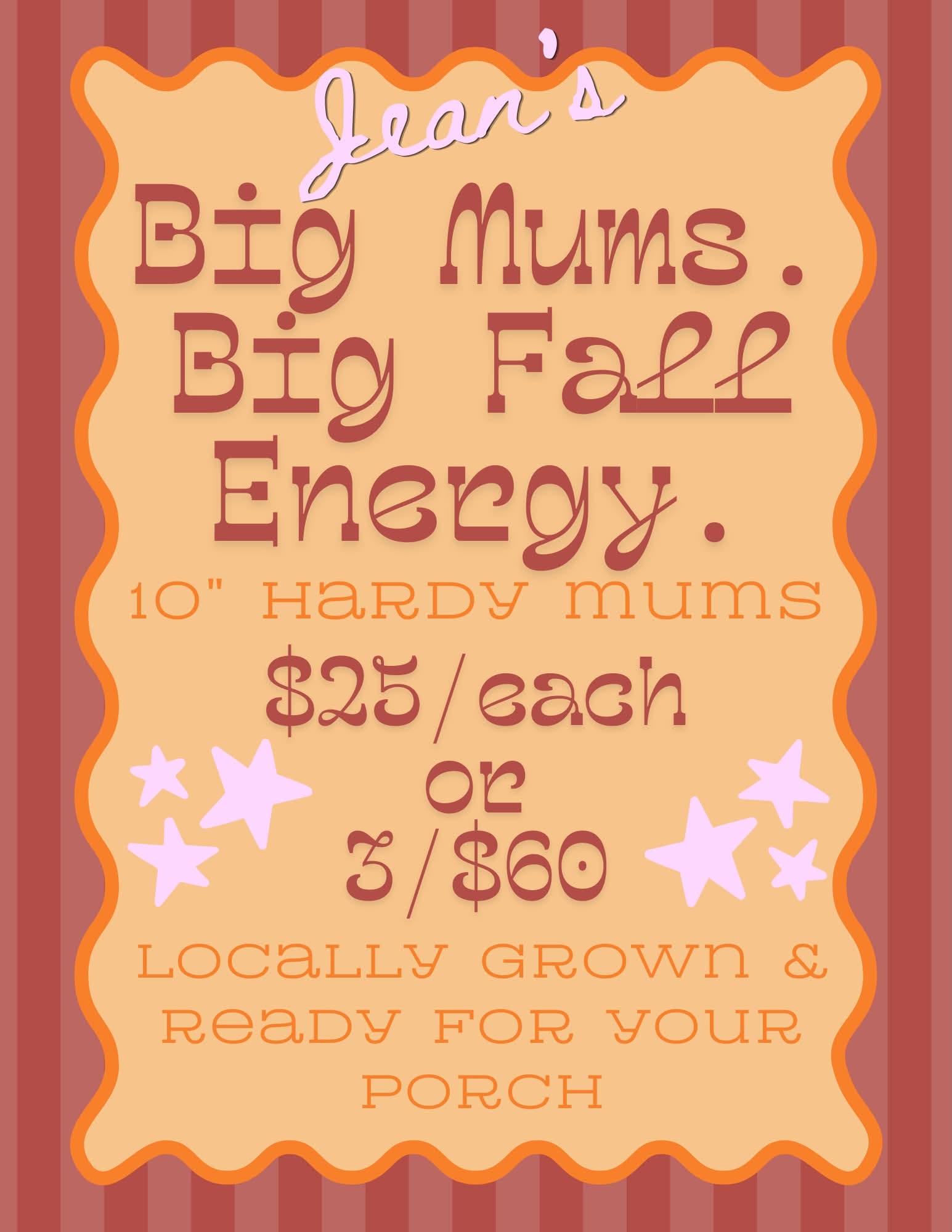 Haley Roe’s September hardy-mum delivery graphic