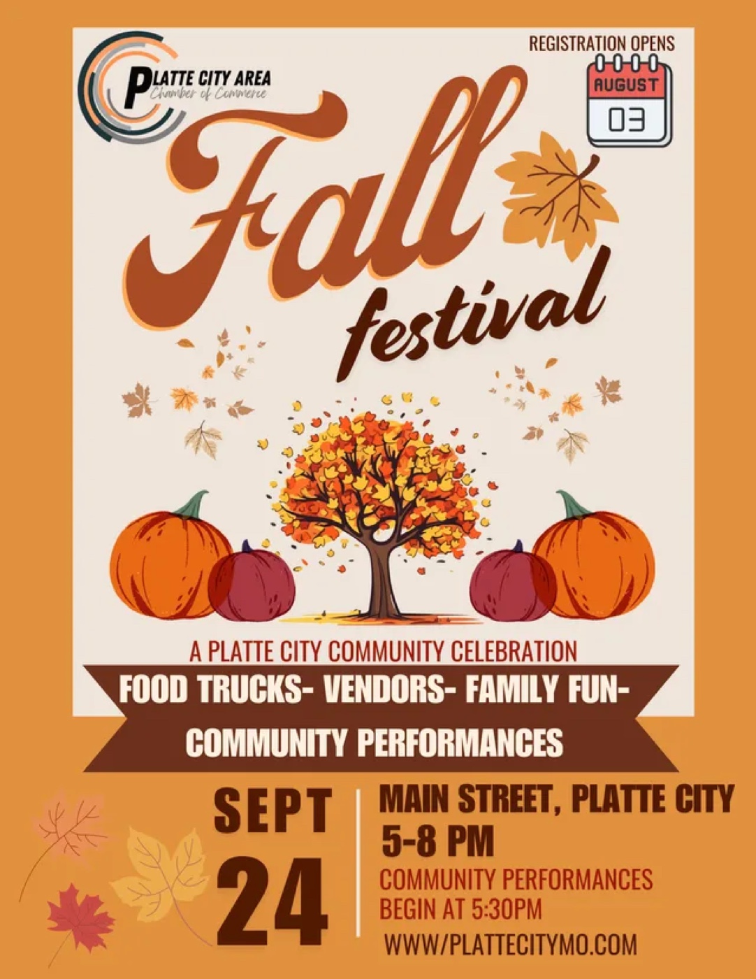 Platte City 2026 Main Street Fall Festival flyer